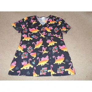 Disney Lion King Simba Medical Scrub Top Shirt Size XS Black Just Can't Wait To